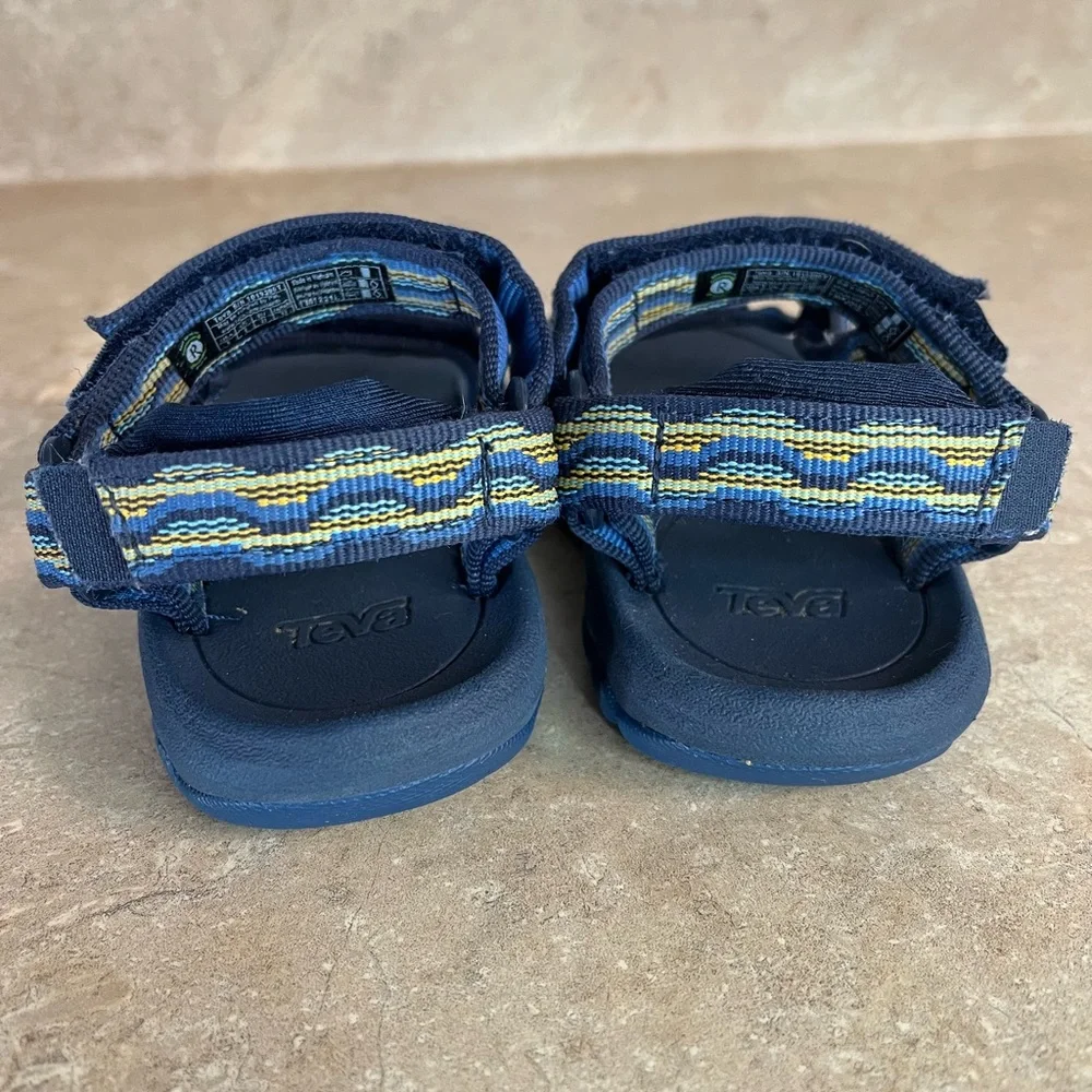 Teva Kids Navy Sandals with Blue and Yellow Striped Webbing